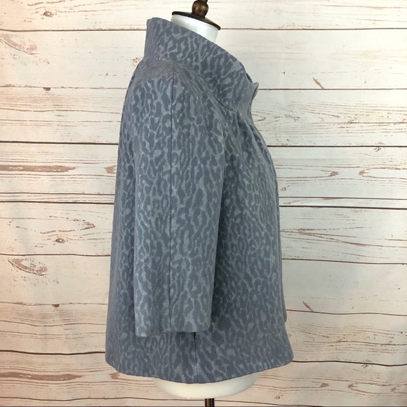 Rebecca Taylor Grey Animal Print Retro Mid Century Mod Cape Capelet Jacket - Picture 7 of 11